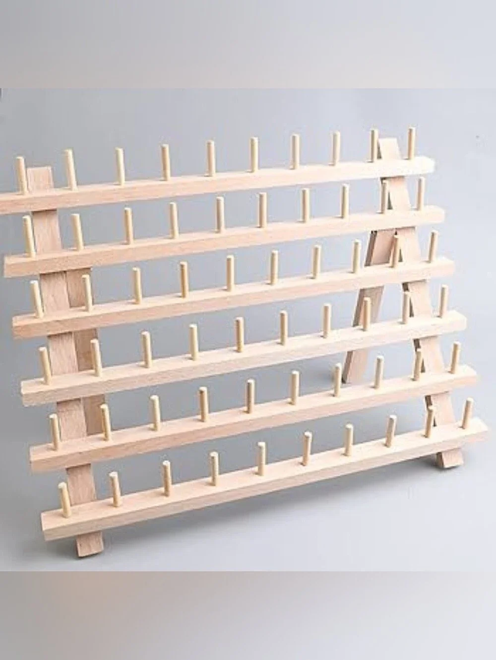 Natural Tan Color Wooden Thread Spool Rack Holder Craft